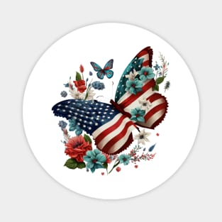 4th of July Floral Butterfly Funny Magnet